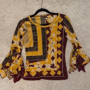 Jean Paul Gaultier Yellow and Brown Geometric Blouse
